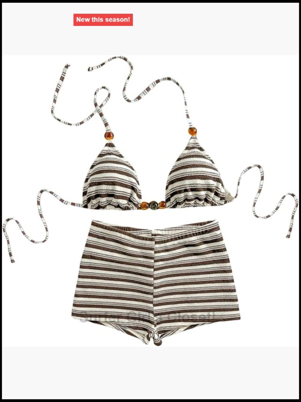 Y2k Striped Boyshort Bikini Set Triangle Halter High Stretch Swimwear